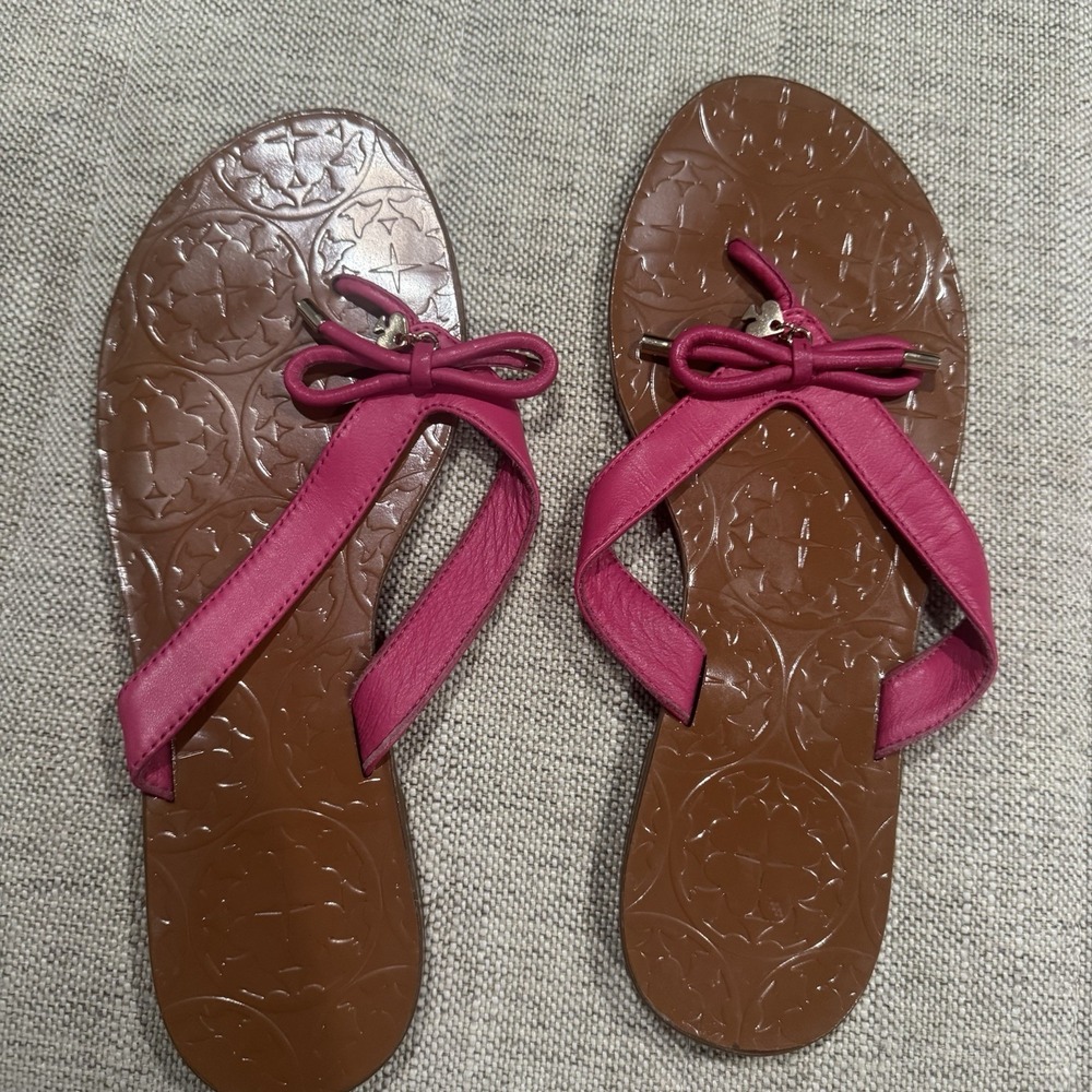 Kate Spade Charles Flip-Flop Women's Sz 7.5 Bow Pink Sandals Thongs